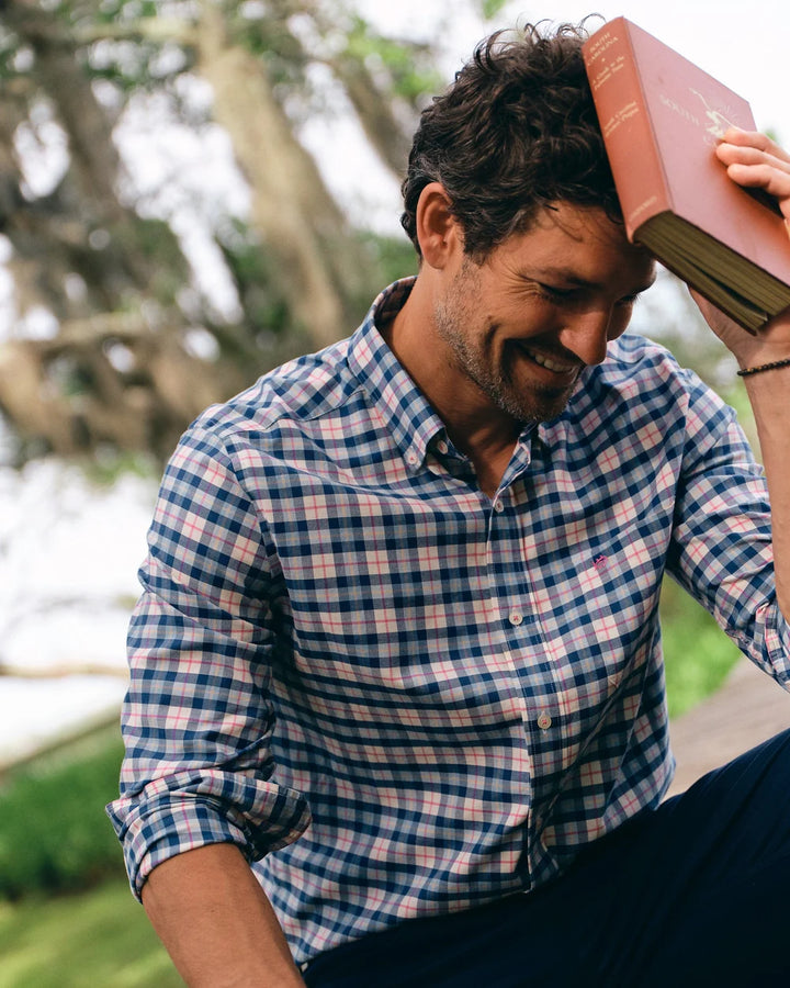 Southern Tide Forsyth Park Skipjack Sport Shirt: Nautical Blue
