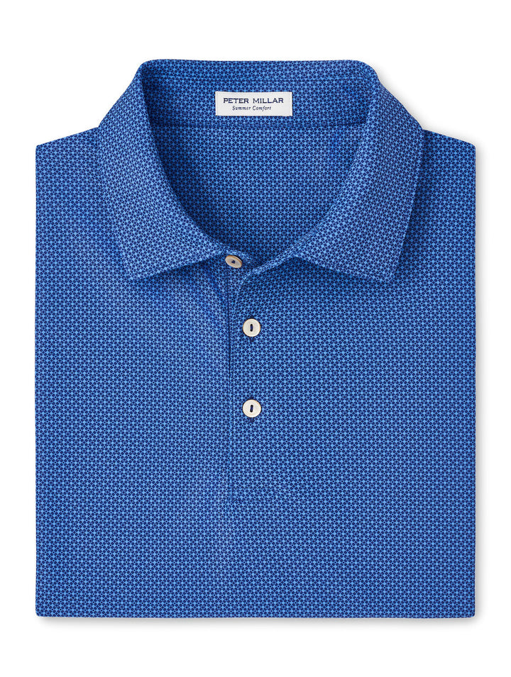 Peter Millar Cumberland Geo Performance Mesh Polo: Sport Navy