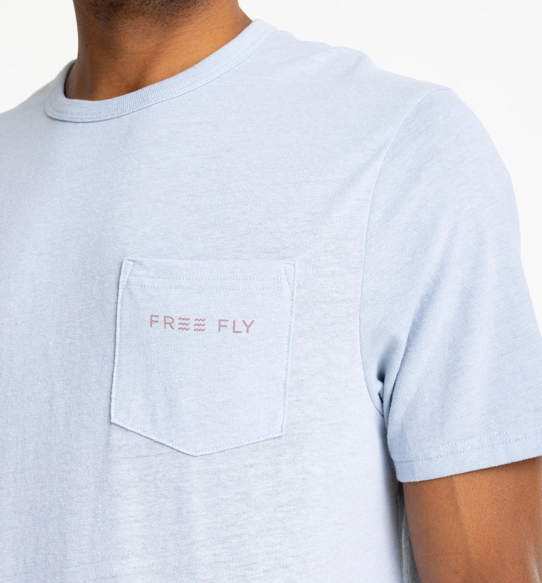 Free Fly Sun And Surf Pocket Tee: Heather Cays Blue