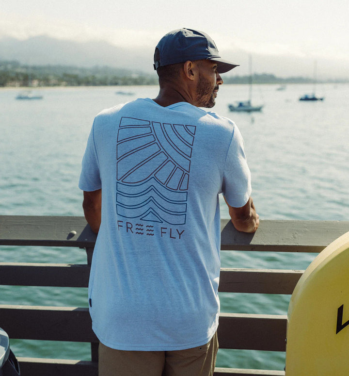 Free Fly Sun And Surf Pocket Tee: Heather Cays Blue