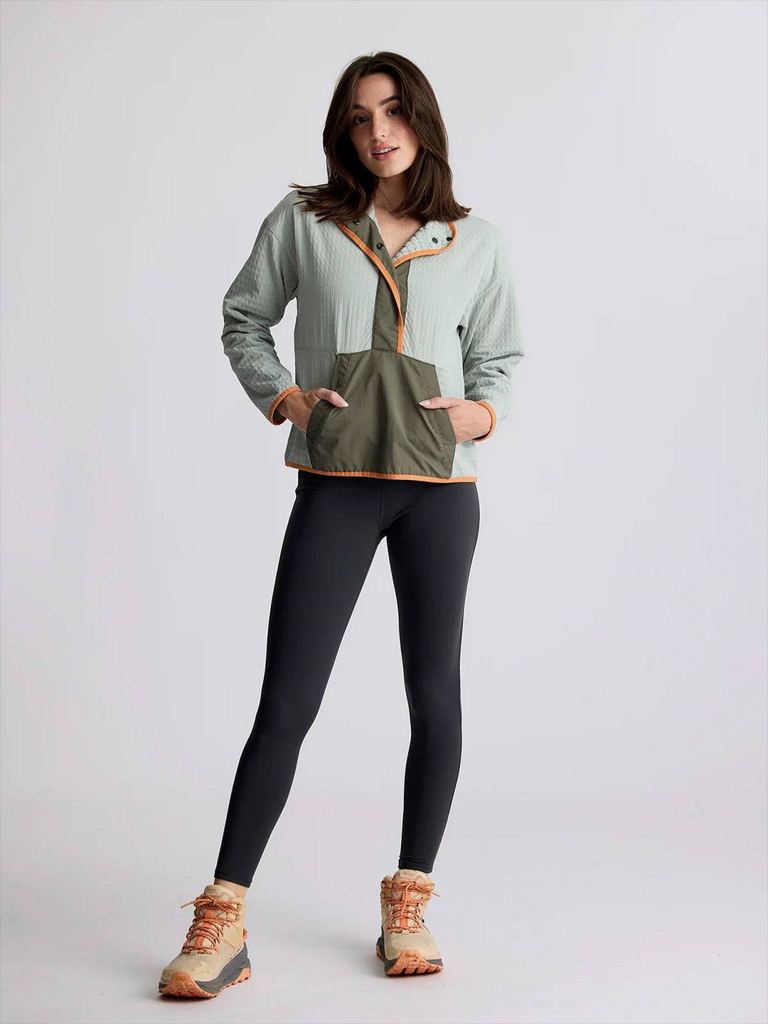 Free Fly Women's Gridback Fleece Snap Pullover: Desert Sage