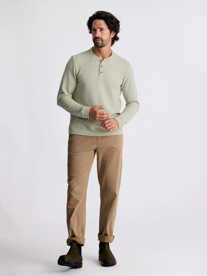 Free Fly Men's Waffle Long Sleeve Henley: Sandstone