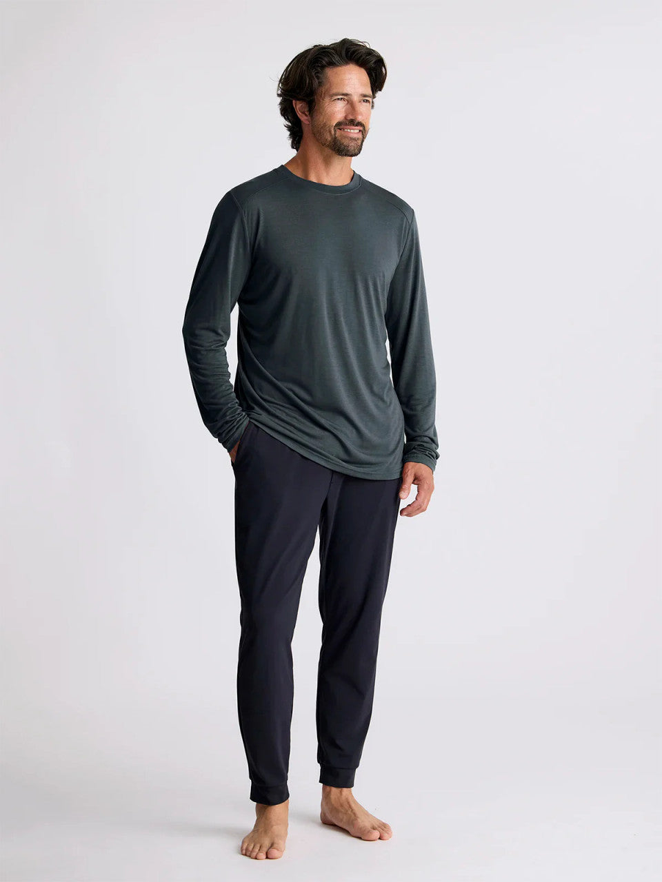 Free Fly Men's Bamboo Lightweight Long Sleeve: Midnight