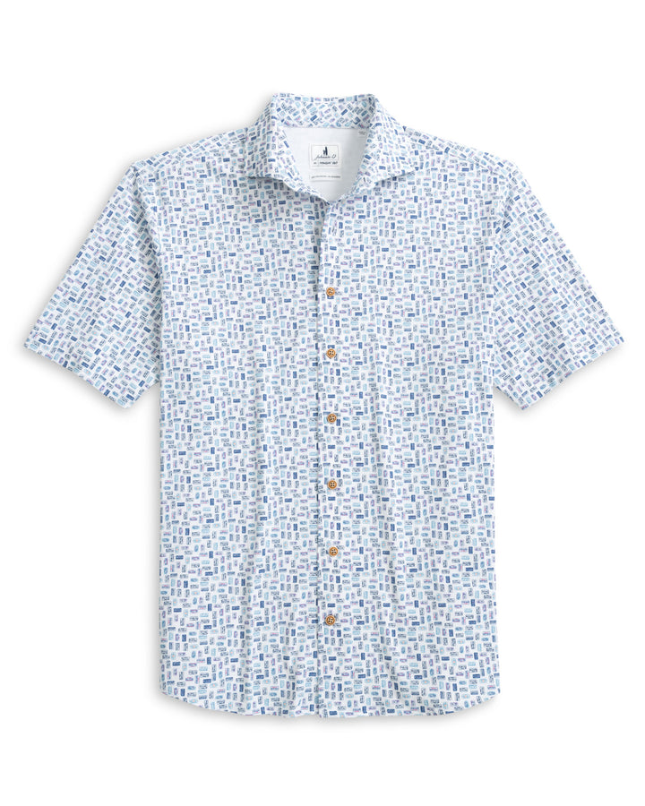 Johnnie-O Roadtrip Hangin' Out Short Sleeve Stretch Cotton Button-Up Shirt: White