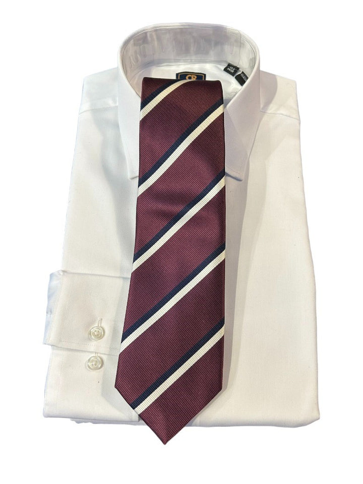 Robert Jensen Garnet/Black/White Striped Tie