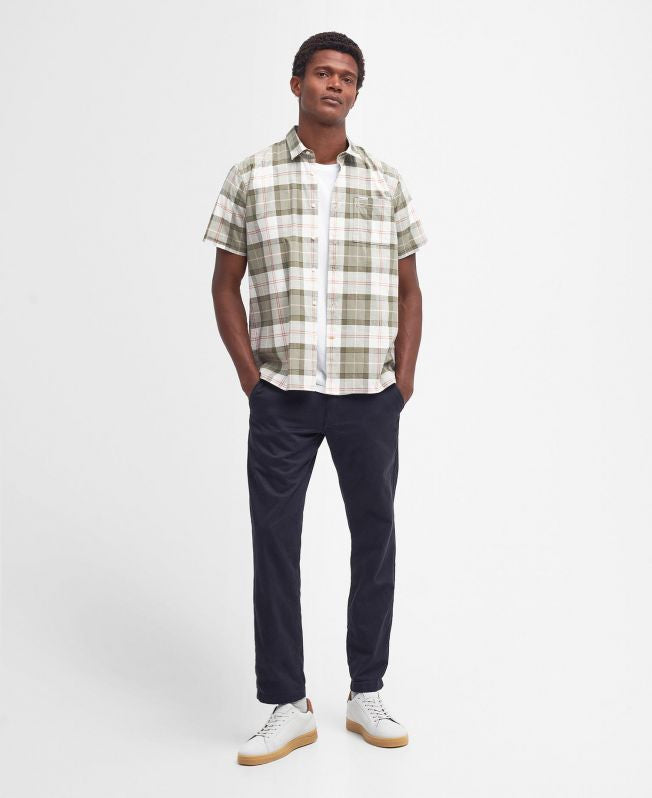 Barbour Gordon Tailored Short-Sleeved Shirt: Glenmore Olive