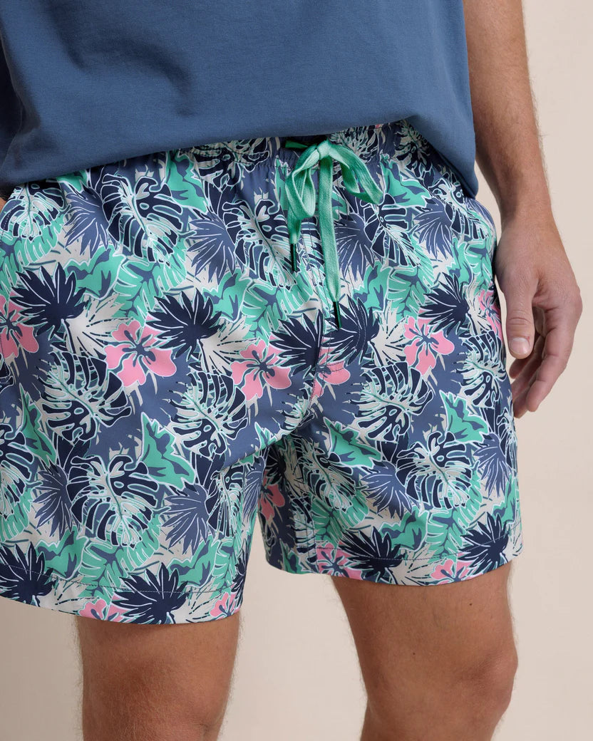 Southern Tide Grand Palms Swim Trunk: Simply Green