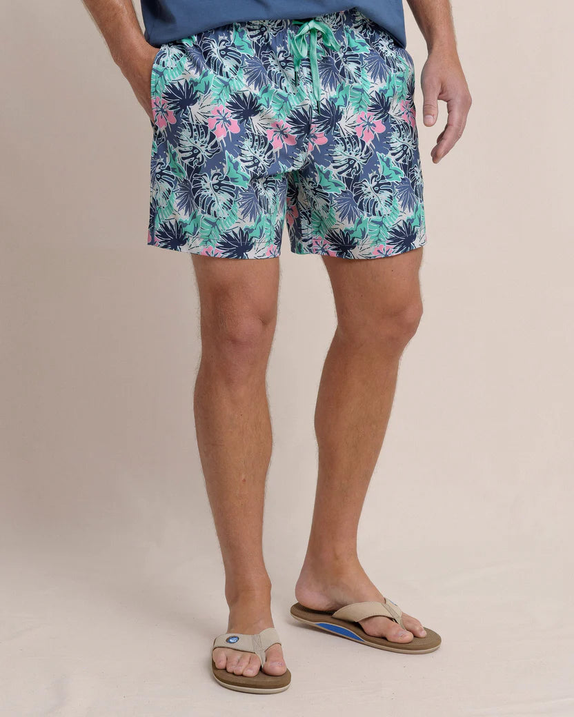 Southern Tide Grand Palms Swim Trunk: Simply Green