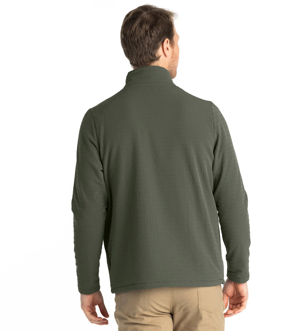 Free Fly Men's Gridback Fleece Snap Pullover: Dark Olive