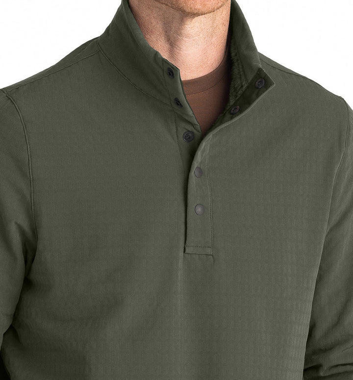 Free Fly Men's Gridback Fleece Snap Pullover: Dark Olive