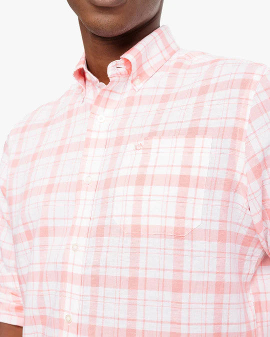 Southern Tide Headland Moultrie Plaid Long Sleeve Sport Shirt: Flamingo Pink