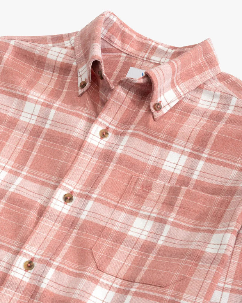 Southern Tide Heather Avondale Plaid Sport Shirt: Heather Dusty Coral