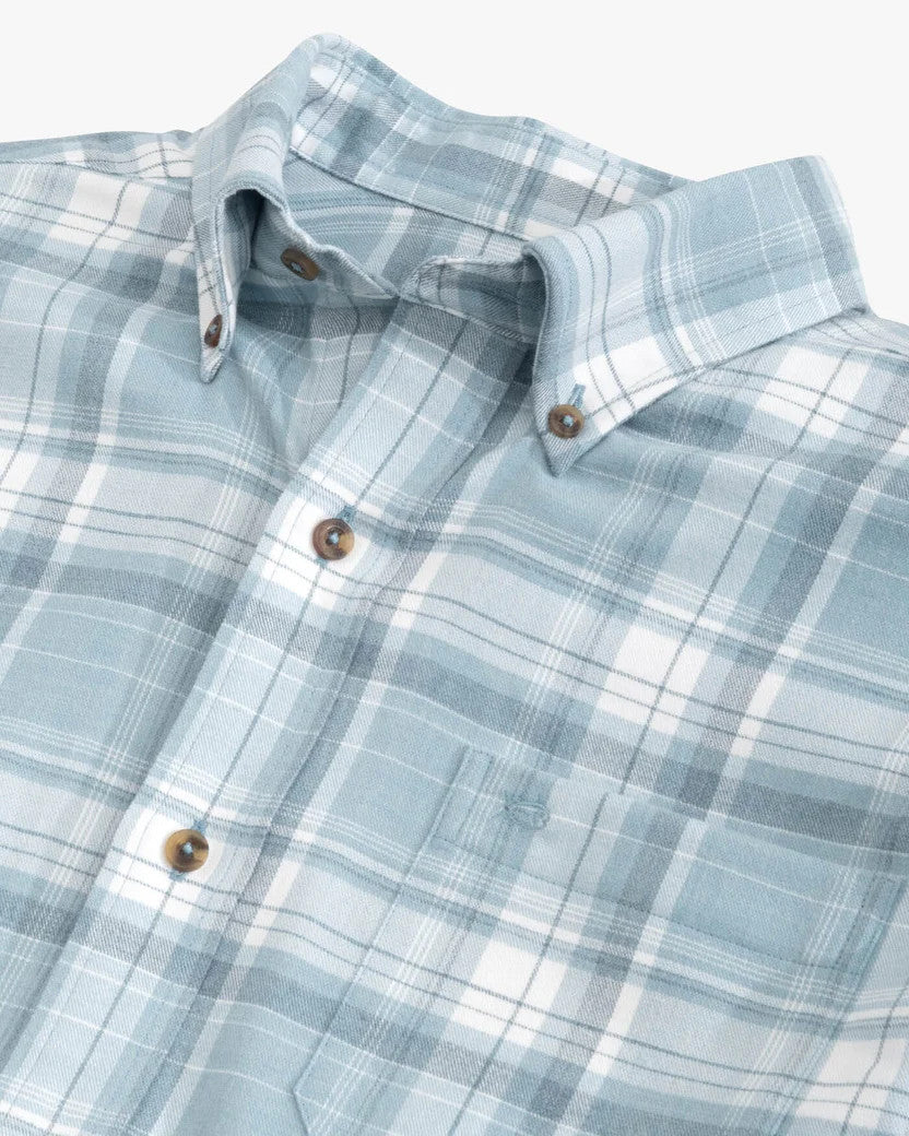 Southern Tide Heather Avondale Plaid Sport Shirt: Heather Mountain Spring Blue