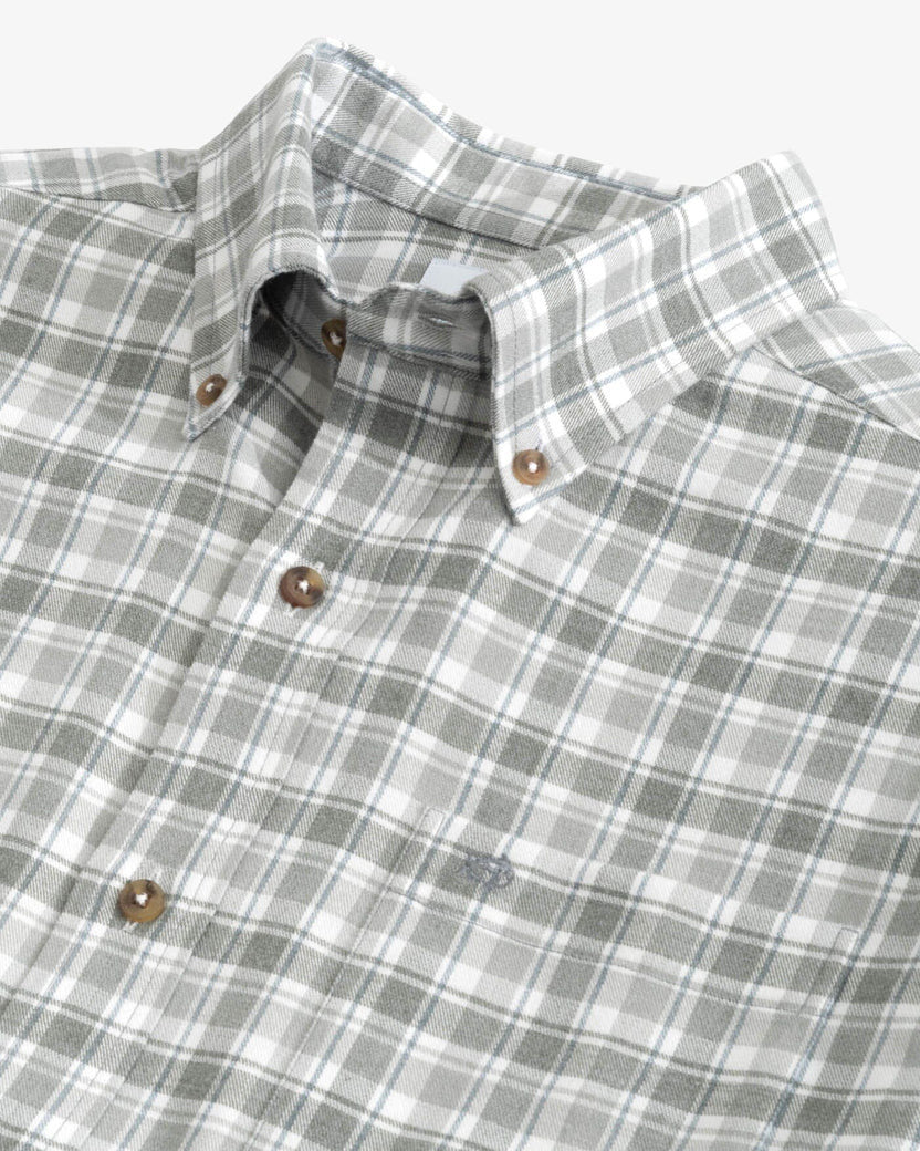 Southern Tide Heather Chipley Plaid Intercoastal Flannel Sport Shirt: Heather Shadow Grey