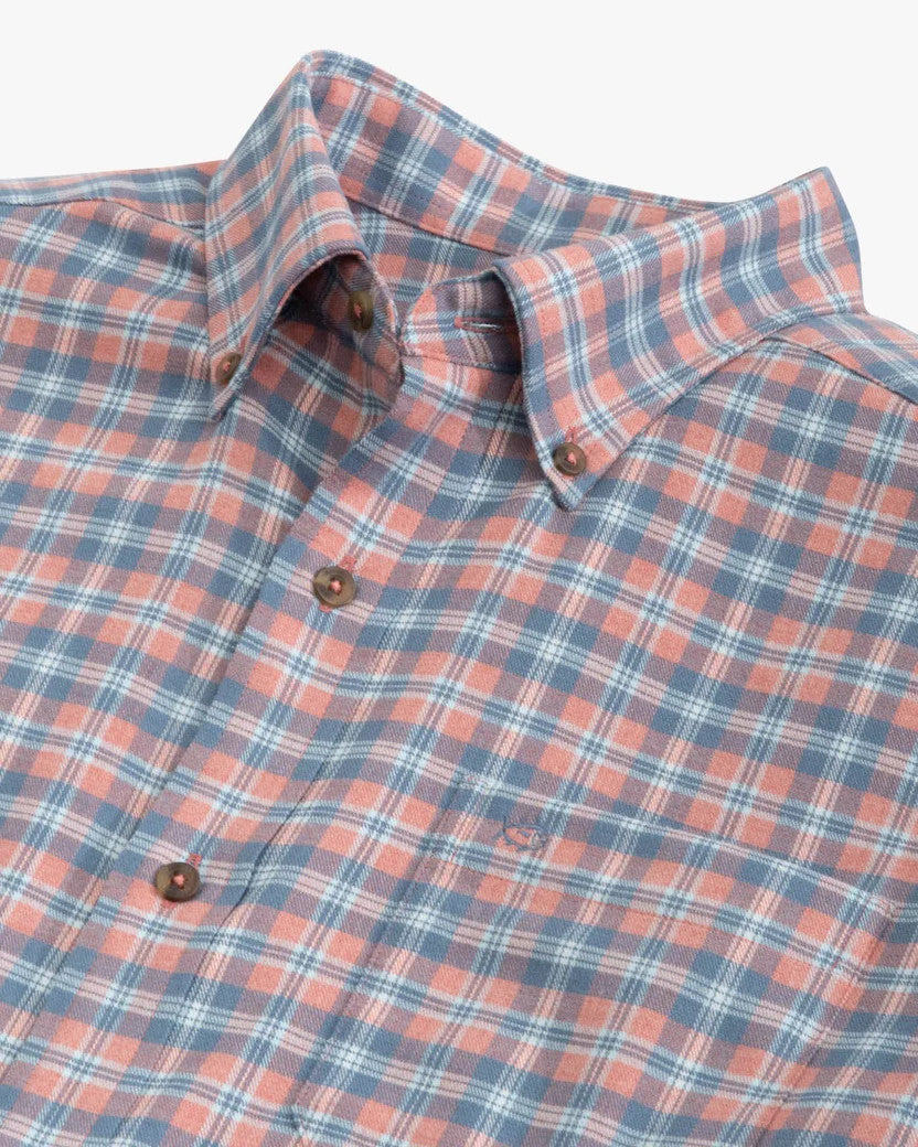 Southern Tide Heather Lakewood Plaid Sport Shirt: Heather Dusty Coral