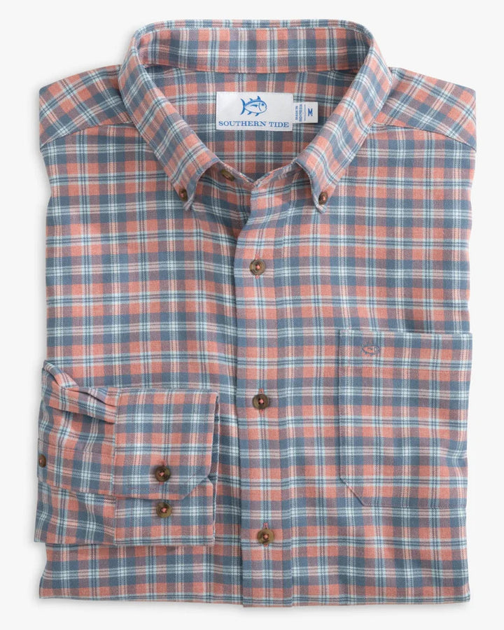 Southern Tide Heather Lakewood Plaid Sport Shirt: Heather Dusty Coral