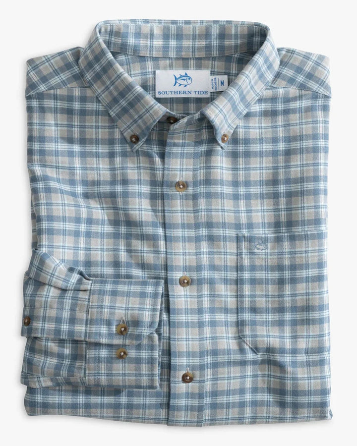 Southern Tide Heather Lakewood Plaid Sport Shirt: Heather Ultimate Grey