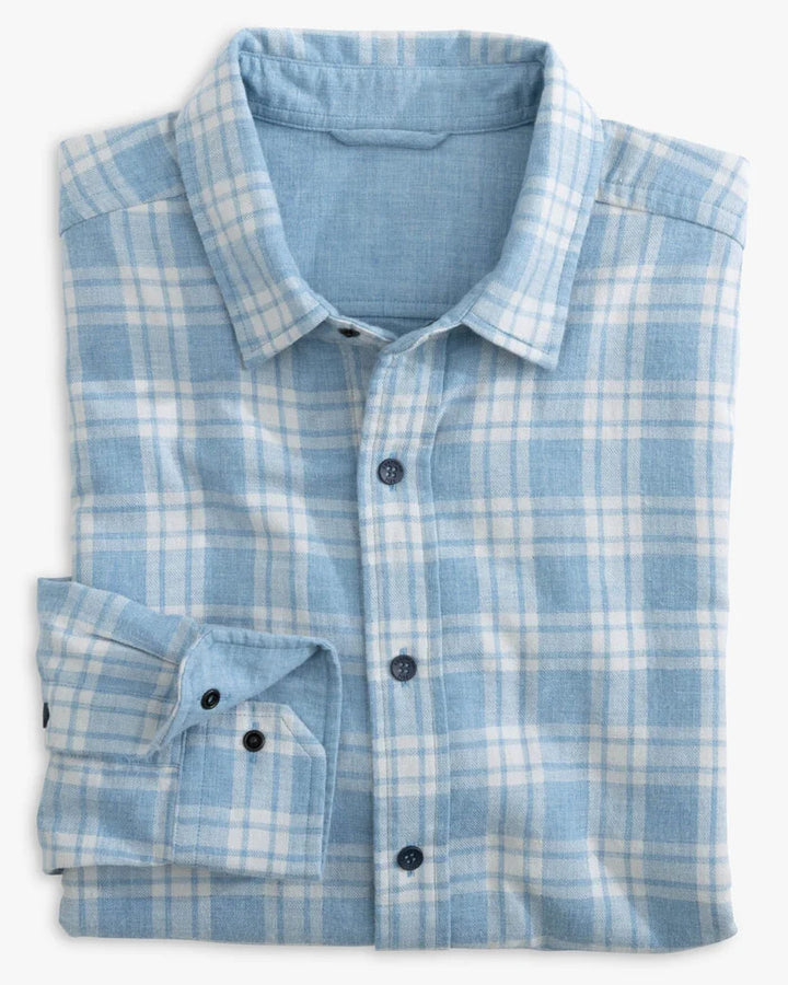 Southern Tide Heather Melbourne Reversible Plaid Sport Shirt: Heather Mountain Spring Blue