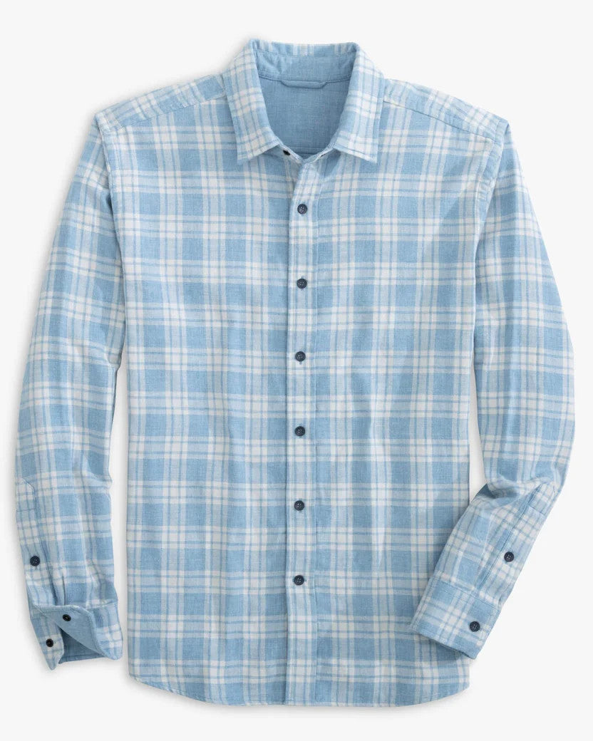 Southern Tide Heather Melbourne Reversible Plaid Sport Shirt: Heather Mountain Spring Blue