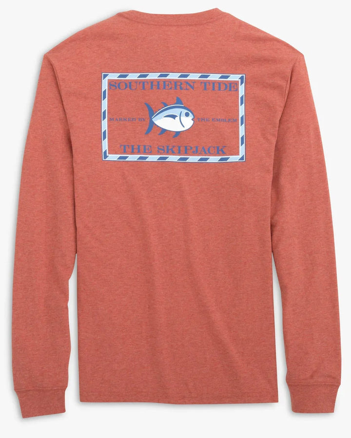 Southern Tide Heather Original Skipjack Long Sleeve T-shirt: Heather Dusty Coral