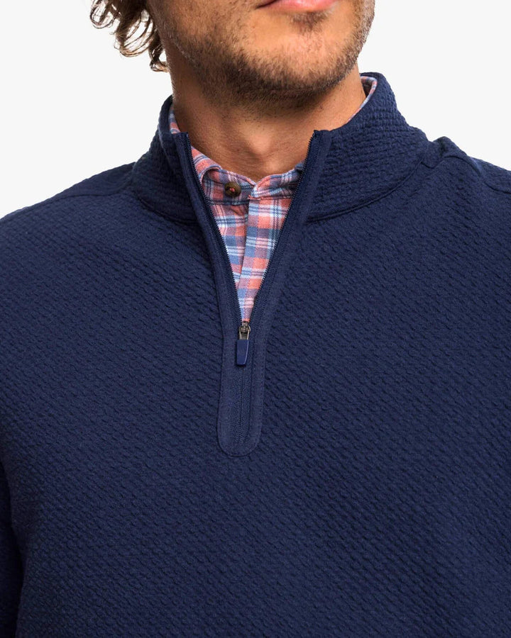 Southern Tide Heather Outbound Quarter Zip: Heather True Navy