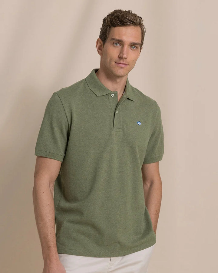 Southern Tide Heather Skipjack Polo: Heather Cedar Green