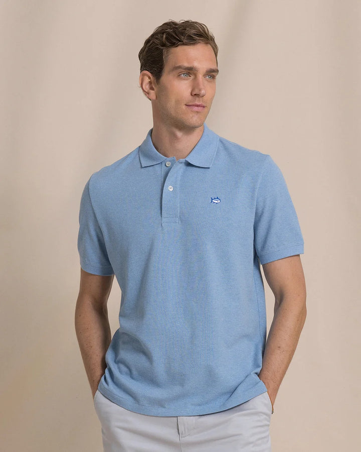 Southern Tide Heather Skipjack Polo: Heather Ocean Channel