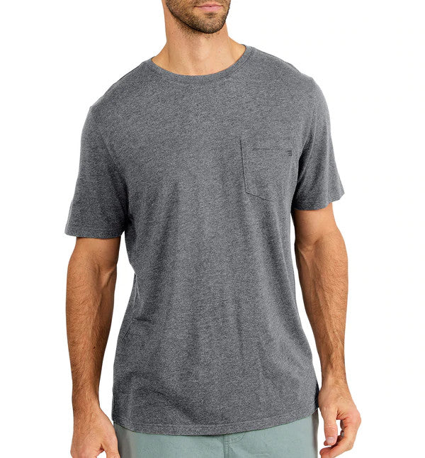 Free Fly Men's Bamboo Heritage Pocket Tee: Heather Flint