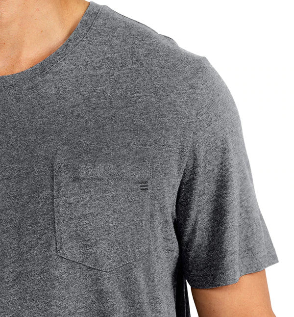 Free Fly Men's Bamboo Heritage Pocket Tee: Heather Flint
