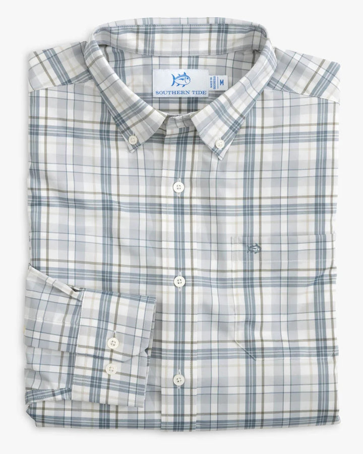 Southern Tide Highsmith Plaid Sport Shirt: Platinum Grey