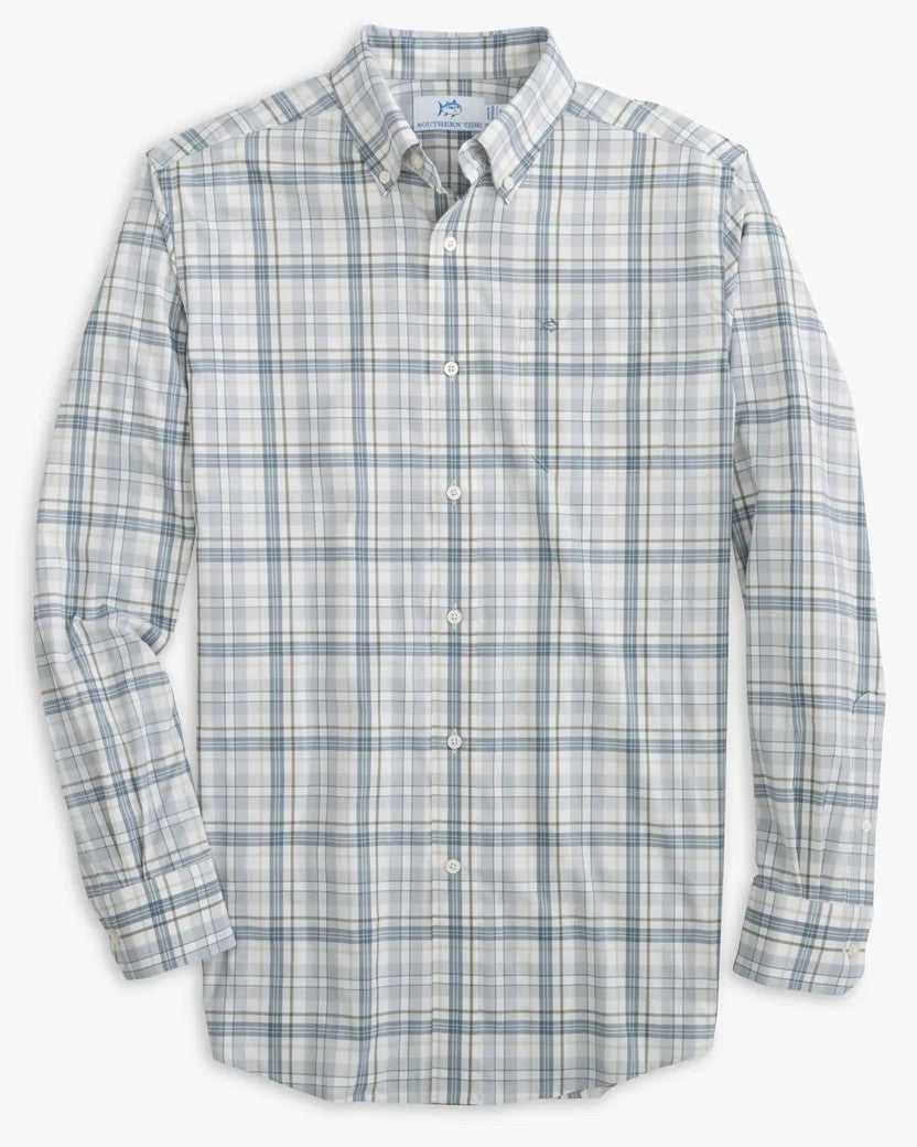 Southern Tide Highsmith Plaid Sport Shirt: Platinum Grey