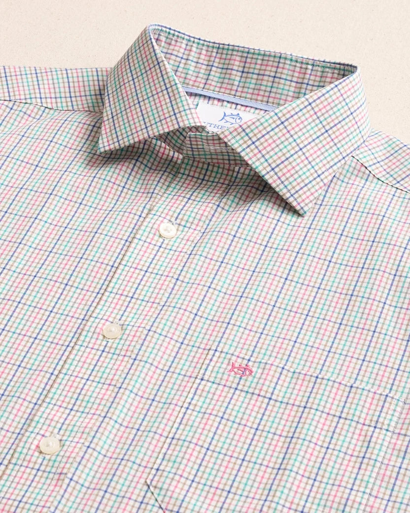 Southern Tide Hillyer Plaid Charleston Sport Shirt: Azalea Pink