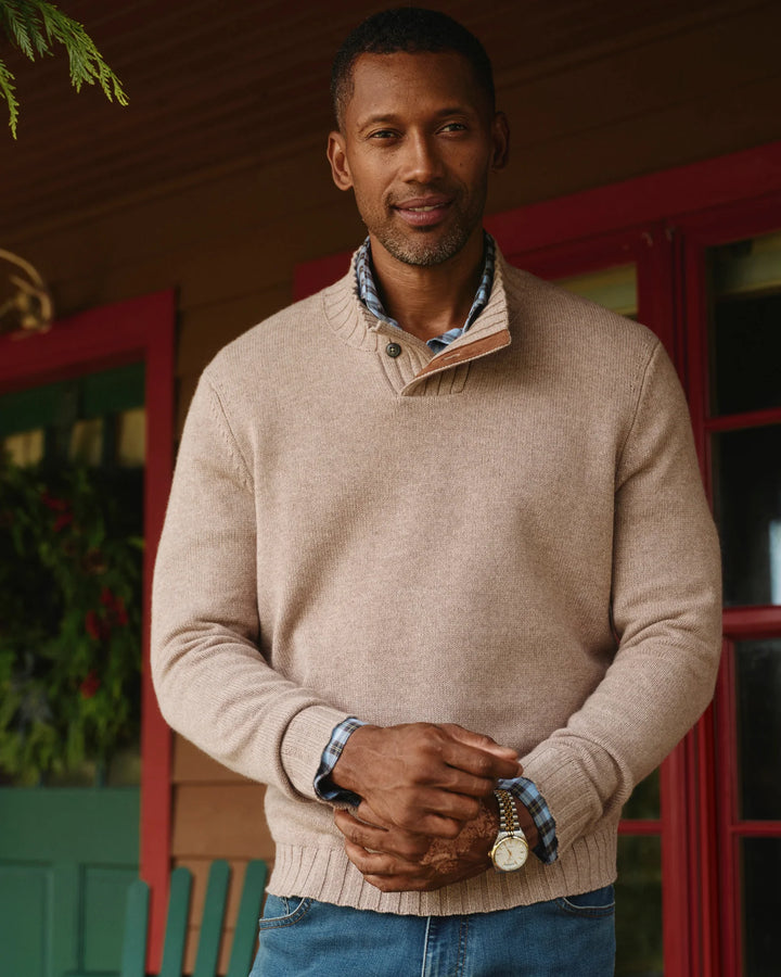 Johnnie-O Innis Top Shelf Cashmere Blend Mockneck Sweater: Camel