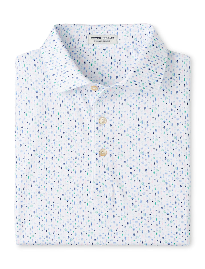 Peter Millar Cocktail Garnish Performance Jersey Polo: White