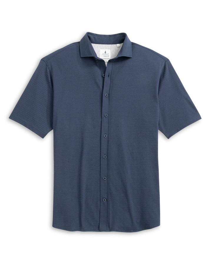 Johnnie-O Surfsucker Knit Short Sleeve Button-Up Shirt: Lake