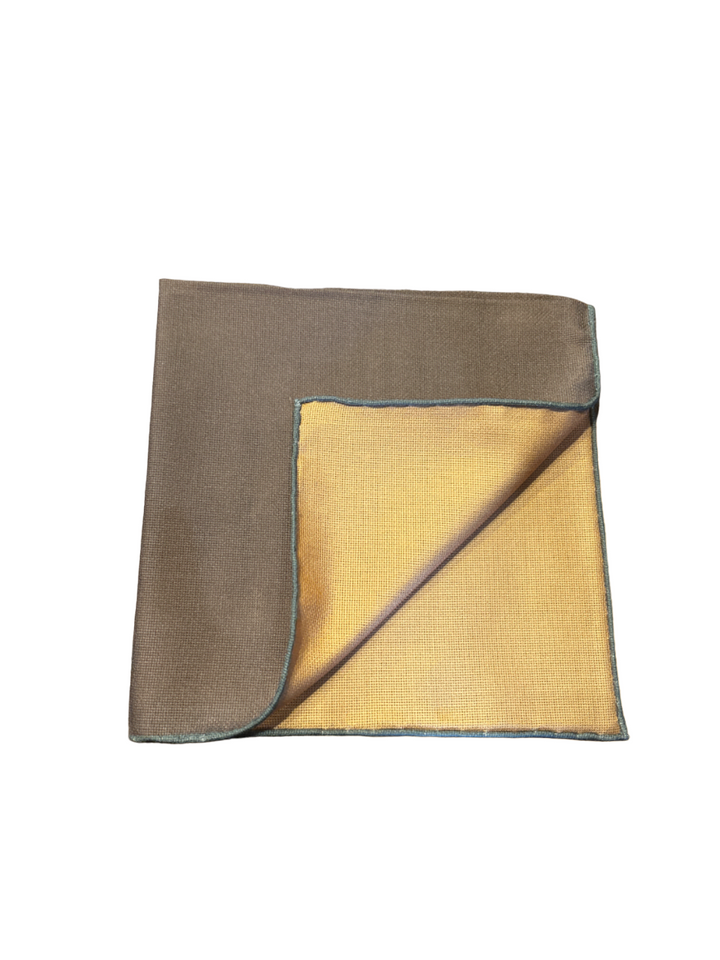 Seaward & Stearn Brown and Green Trim Pocket Square