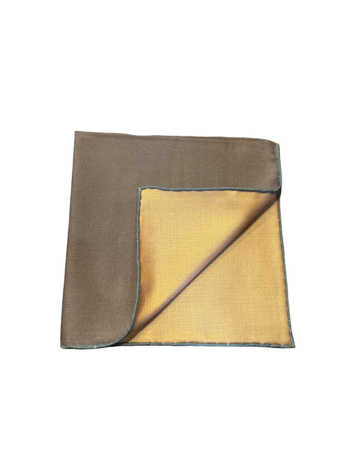 Seaward & Stearn Brown and Green Trim Pocket Square