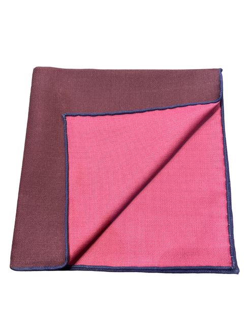 Seaward & Stearn Red and Navy Trim Pocket Square