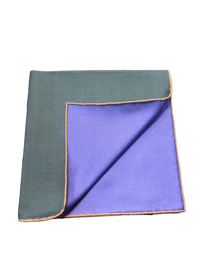 Seaward & Stearn Green and Orange Trim Pocket Square