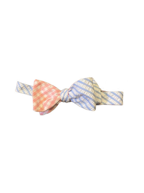 Craig Reagin Pink Gingham with Blue Stripe Bowtie