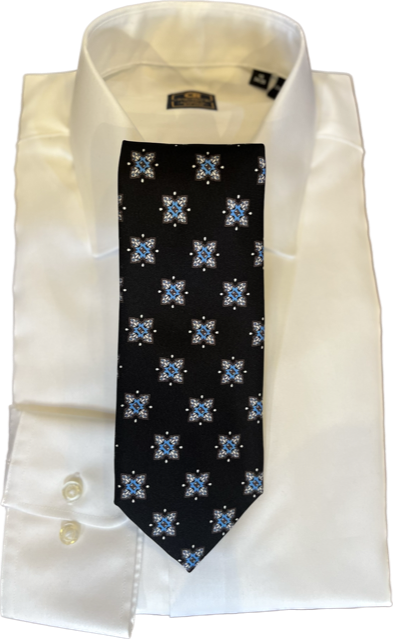 Robert Jensen Black with Grey and Blue Windmill Necktie