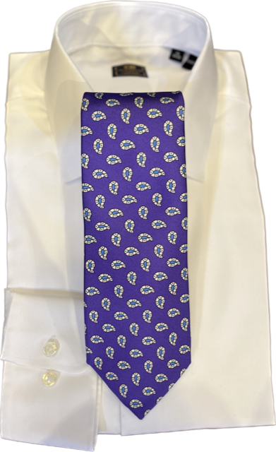 Robert Jensen Purple with Blue and White Paisley Necktie