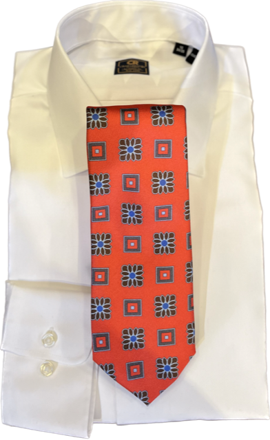 Robert Jensen Coral Geometric and Floral Print Necktie