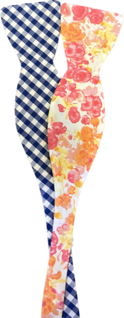 Craig Reagin Orange/Pink Floral/Blue Gingham Bowtie