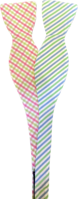 Craig Reagin Blue/Green Stripe - Pink/Green Plaid Bowtie