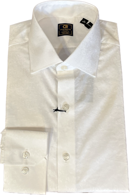 Craig Reagin White on White Floral Jacquard Dress Shirt