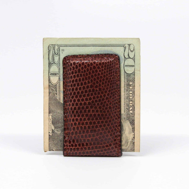 Torino Lizard Magnetic Money Clip: Brown