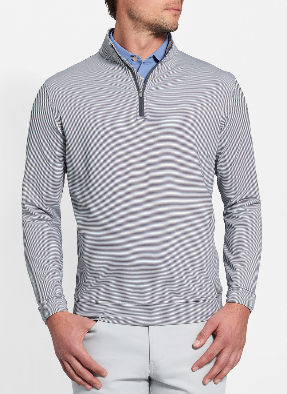 Peter Millar Perth Sugar Stripe Performance Quarter-Zip - Iron/White