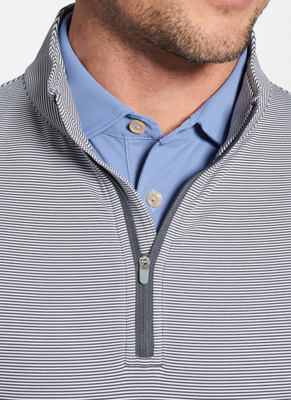 Peter Millar Perth Sugar Stripe Performance Quarter-Zip - Iron/White