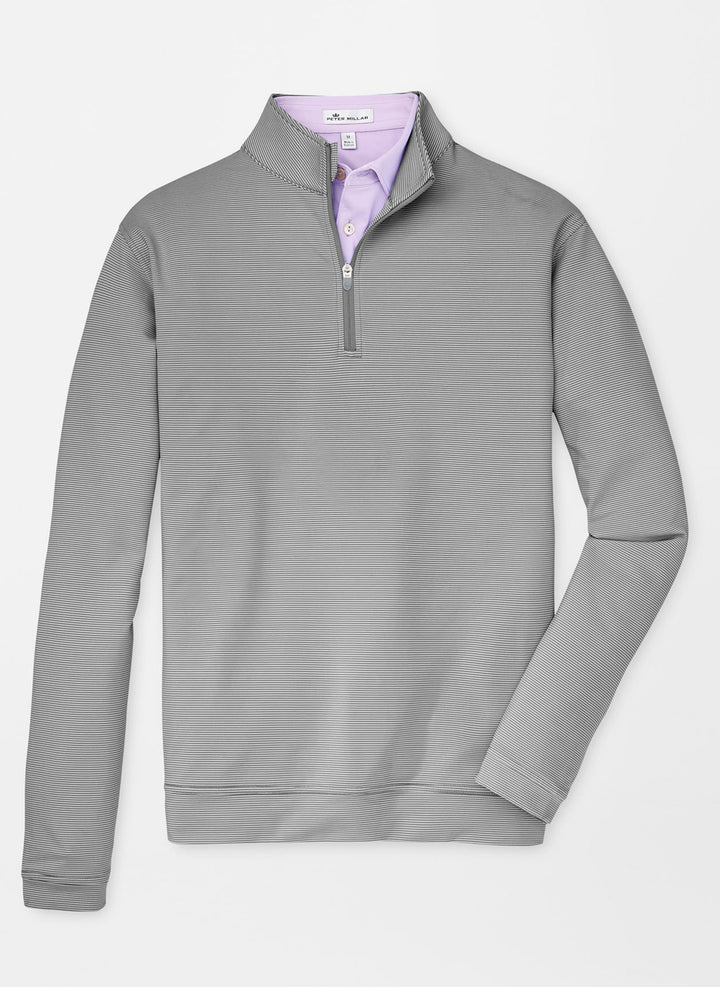 Peter Millar Perth Sugar Stripe Performance Quarter-Zip - Iron/White